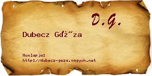 Dubecz Géza névjegykártya
