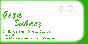 geza dubecz business card